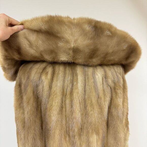 Vintage Natural Autumn Haze Oversized Collar Letout Mink Genuine Fur Coat - Picture 9 of 17